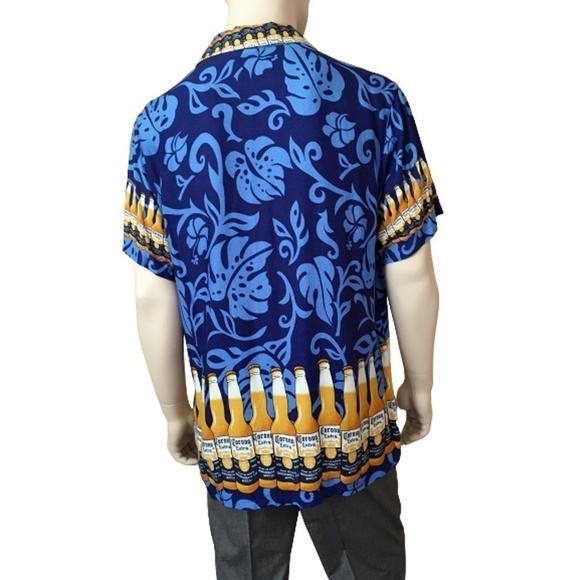 CORONA Extra Beer 100% Rayon Hawaiian Tiki Shirt Short Sleeve - Picture 4 of 12